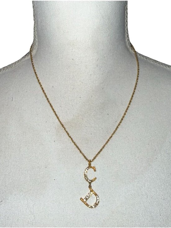 Christian Dior Jewelry - Christian Dior Gold-Tone CD Pendant Necklace With Chain